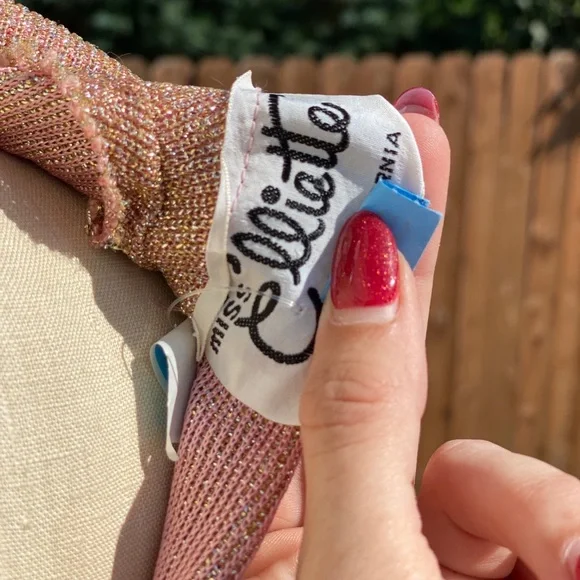 Vintage designer shiny sparkly rose gold tinted beige long knit so cute - Picture 7 of 7